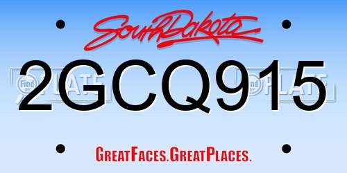 2GCQ915 South Dakota License Plate