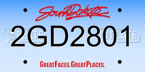 2GD2801 South Dakota License Plate