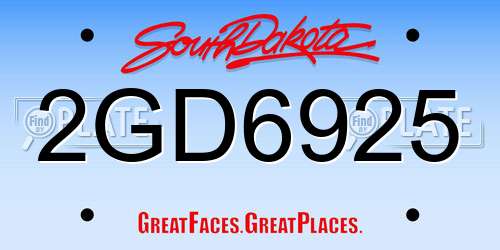 2GD6925 South Dakota License Plate