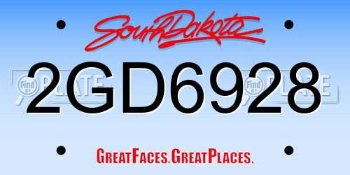 2GD6928 South Dakota License Plate