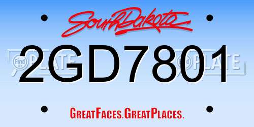 2GD7801 South Dakota License Plate