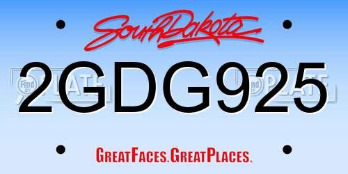 2GDG925 South Dakota License Plate