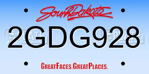 2GDG928 South Dakota License Plate