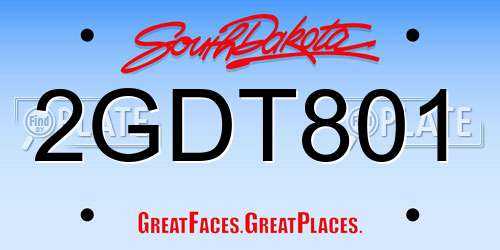 2GDT801 South Dakota License Plate