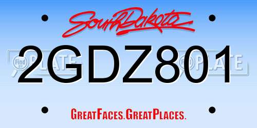 2GDZ801 South Dakota License Plate