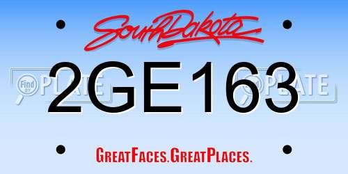 2GE163 South Dakota License Plate