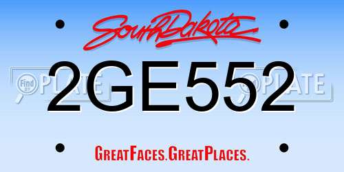 2GE552 South Dakota License Plate