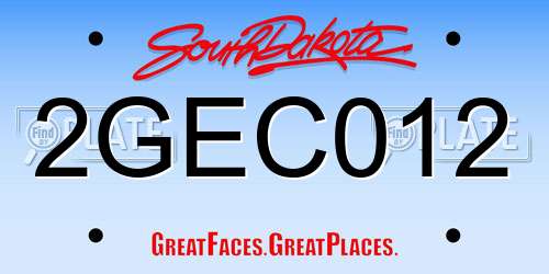 2GEC012 South Dakota License Plate