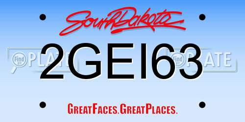 2GEI63 South Dakota License Plate