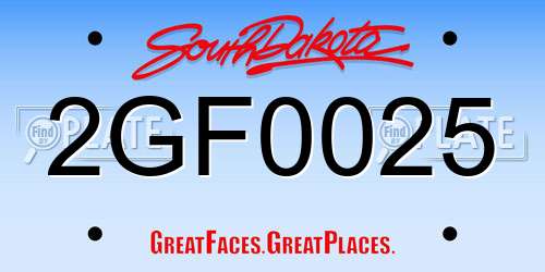2GF0025 South Dakota License Plate