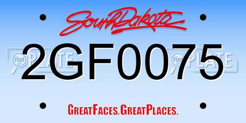 2GF0075 South Dakota License Plate