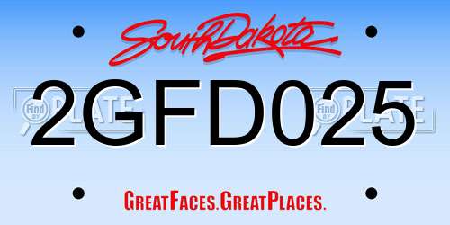 2GFD025 South Dakota License Plate