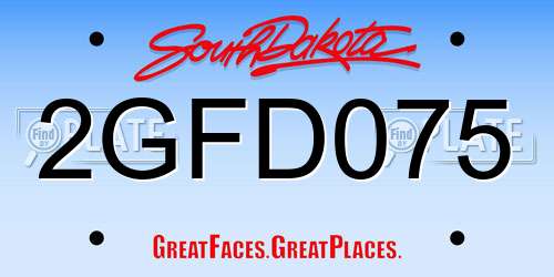 2GFD075 South Dakota License Plate