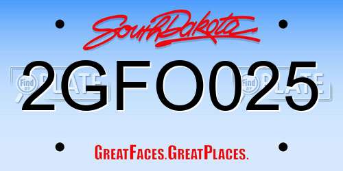 2GFO025 South Dakota License Plate