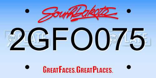 2GFO075 South Dakota License Plate