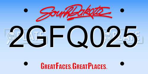 2GFQ025 South Dakota License Plate