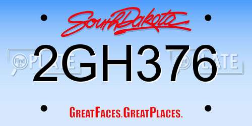 2GH376 South Dakota License Plate