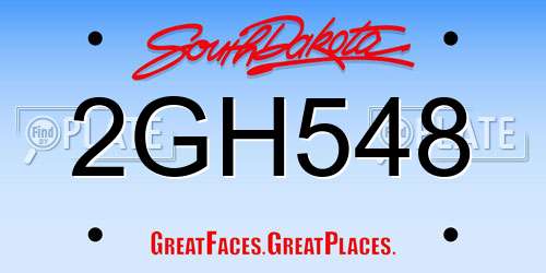 2GH548 South Dakota License Plate
