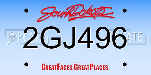 2GJ496 South Dakota License Plate