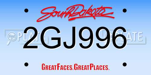 2GJ996 South Dakota License Plate