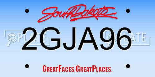 2GJA96 South Dakota License Plate