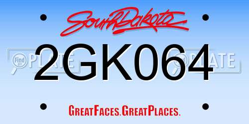 2GK064 South Dakota License Plate