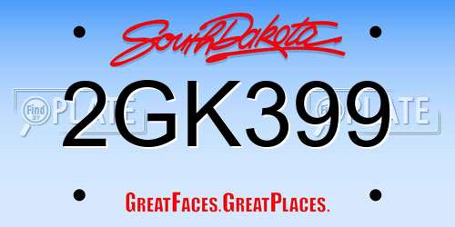 2GK399 South Dakota License Plate