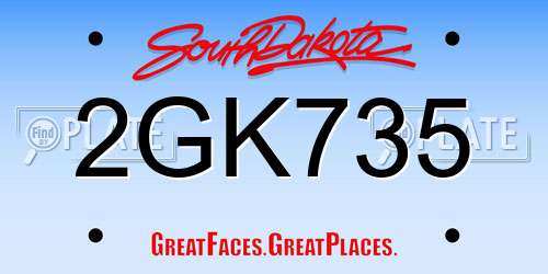 2GK735 South Dakota License Plate