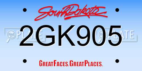 2GK905 South Dakota License Plate