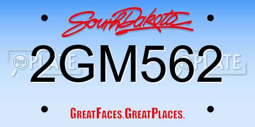 2GM562 South Dakota License Plate