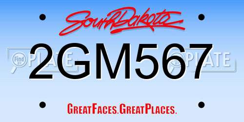 2GM567 South Dakota License Plate