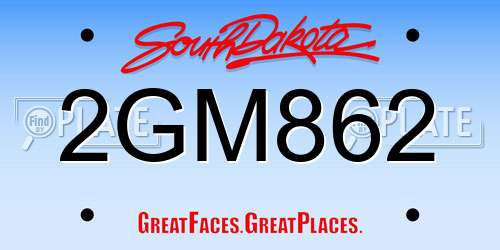2GM862 South Dakota License Plate