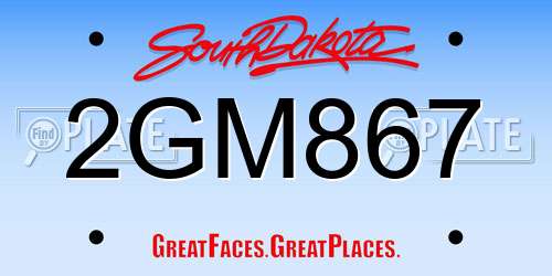 2GM867 South Dakota License Plate
