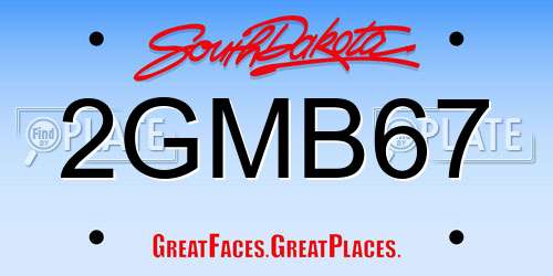 2GMB67 South Dakota License Plate