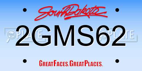 2GMS62 South Dakota License Plate