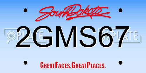 2GMS67 South Dakota License Plate