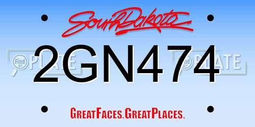 2GN474 South Dakota License Plate