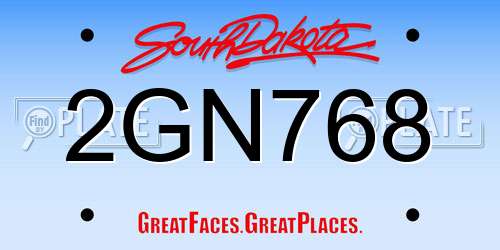 2GN768 South Dakota License Plate