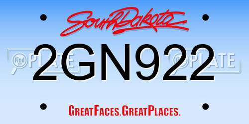2GN922 South Dakota License Plate