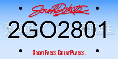 2GO2801 South Dakota License Plate