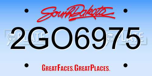2GO6975 South Dakota License Plate