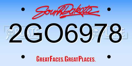 2GO6978 South Dakota License Plate