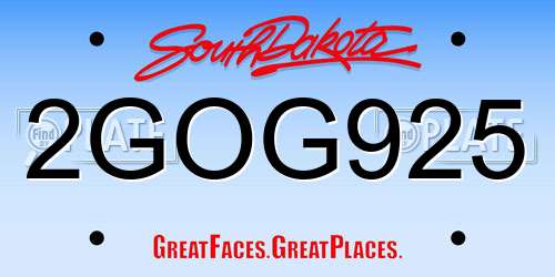 2GOG925 South Dakota License Plate