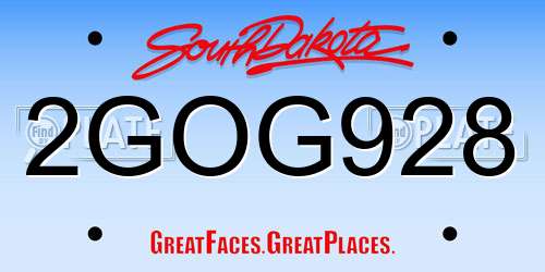 2GOG928 South Dakota License Plate