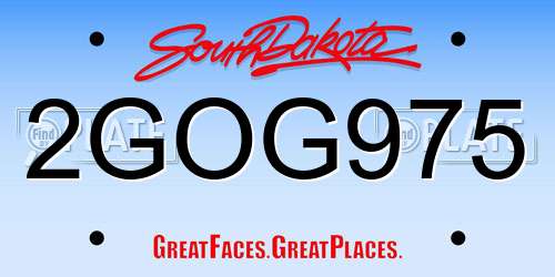 2GOG975 South Dakota License Plate