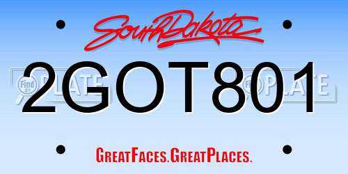 2GOT801 South Dakota License Plate