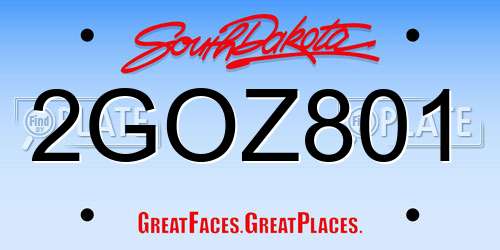 2GOZ801 South Dakota License Plate