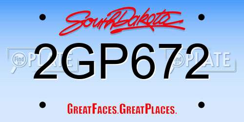 2GP672 South Dakota License Plate