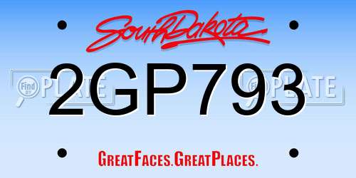 2GP793 South Dakota License Plate