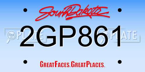 2GP861 South Dakota License Plate